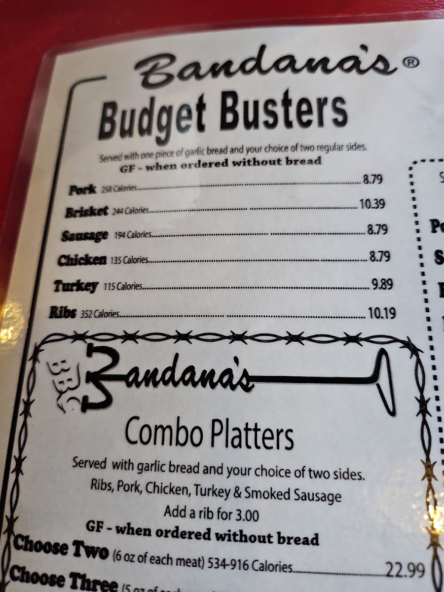 Menu Bandana's Bar-B-Q Mt. Vernon Il-10