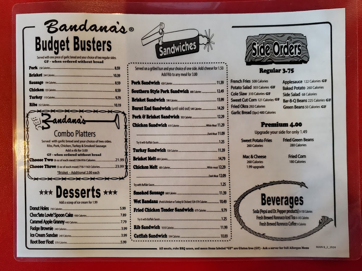 Menu Bandana's Bar-B-Q Mt. Vernon Il-2