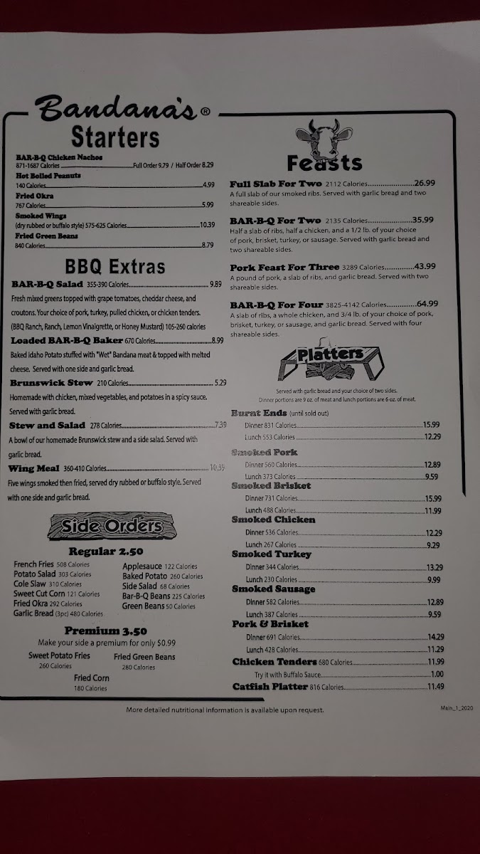 Menu Bandana's Bar-B-Q Mt. Vernon Il-6