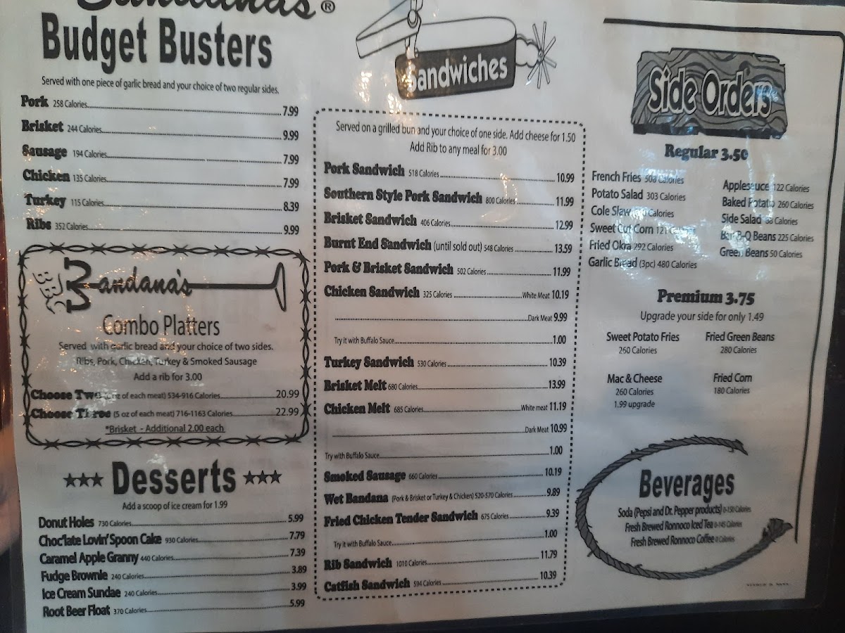 Menu Bandana's Bar-B-Q Mt. Vernon Il-7